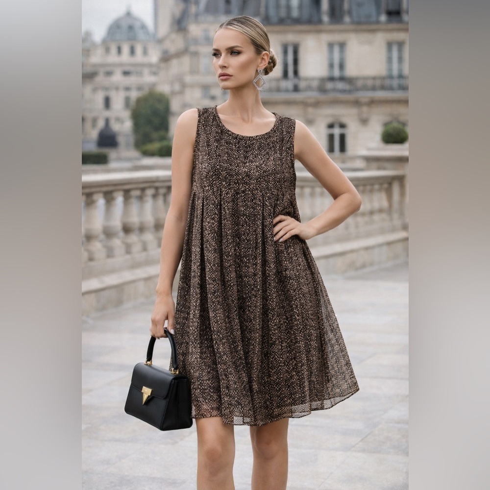 Max Mara Babydoll Silk Dress – Graphic Print – US 4